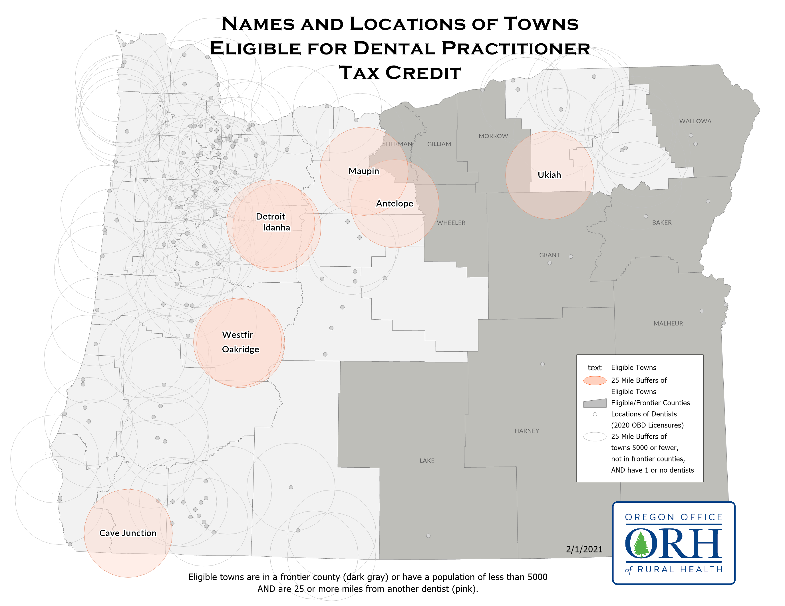 Dental Tax Credit Eligible 2021 map OHSU